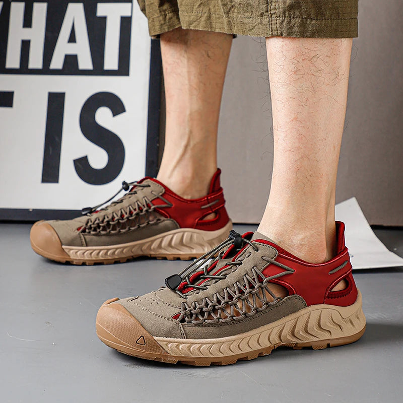 Suede-Mesh Water Shoes toe cap detail