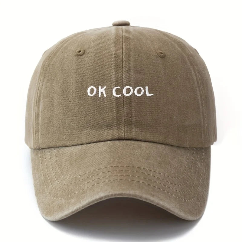 Khaki Adjustable Wide-Brim Sun Cap front view