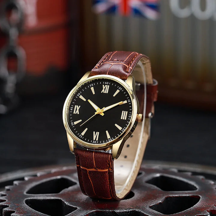 Brown Vintage Alloy Leather Watch
