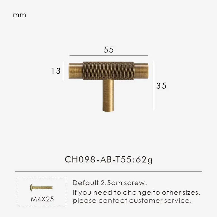 Textured Brass T-Bar Pull