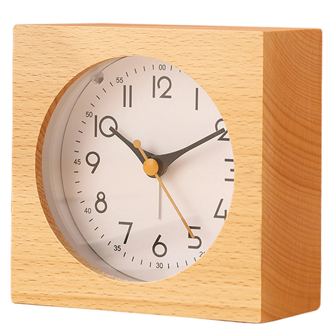 Wooden Analog Alarm Clock side view