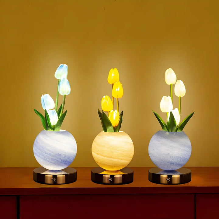 Marble Vase Night Light three-color LED glow comparison