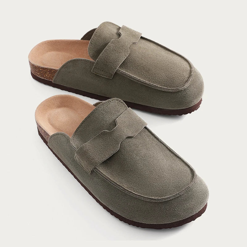 Suede Cork Clog Slippers pair view