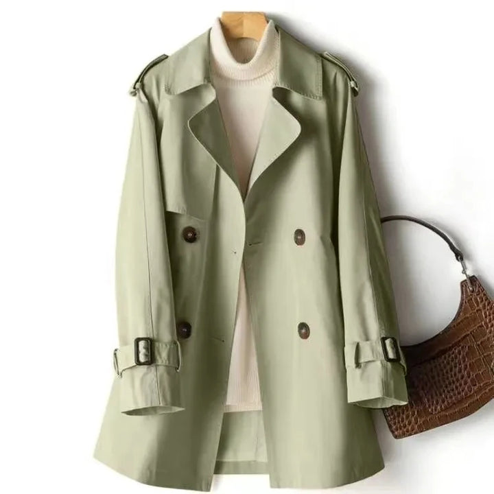 Double-Breasted Windbreaker with Slim Fit and British-Style Collar for Women