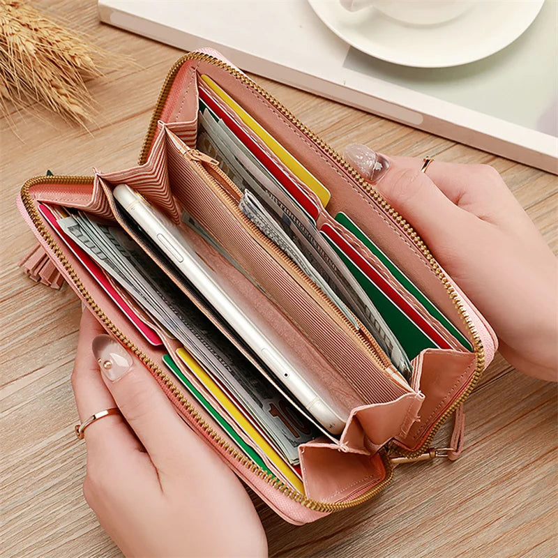 Heart-Embossed Long Wallet Clutch