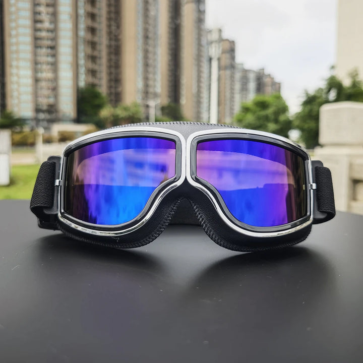 Vintage Motorcycle Riding Goggles worn lifestyle