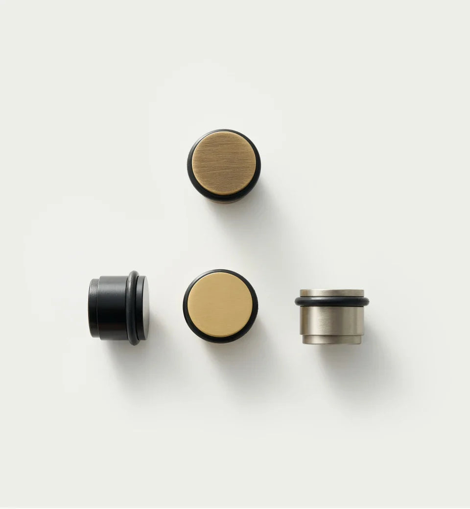 Reinforced Solid Brass Door Stop installed on door