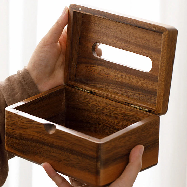 Black Walnut Wood Tissue Box wood grain detail
