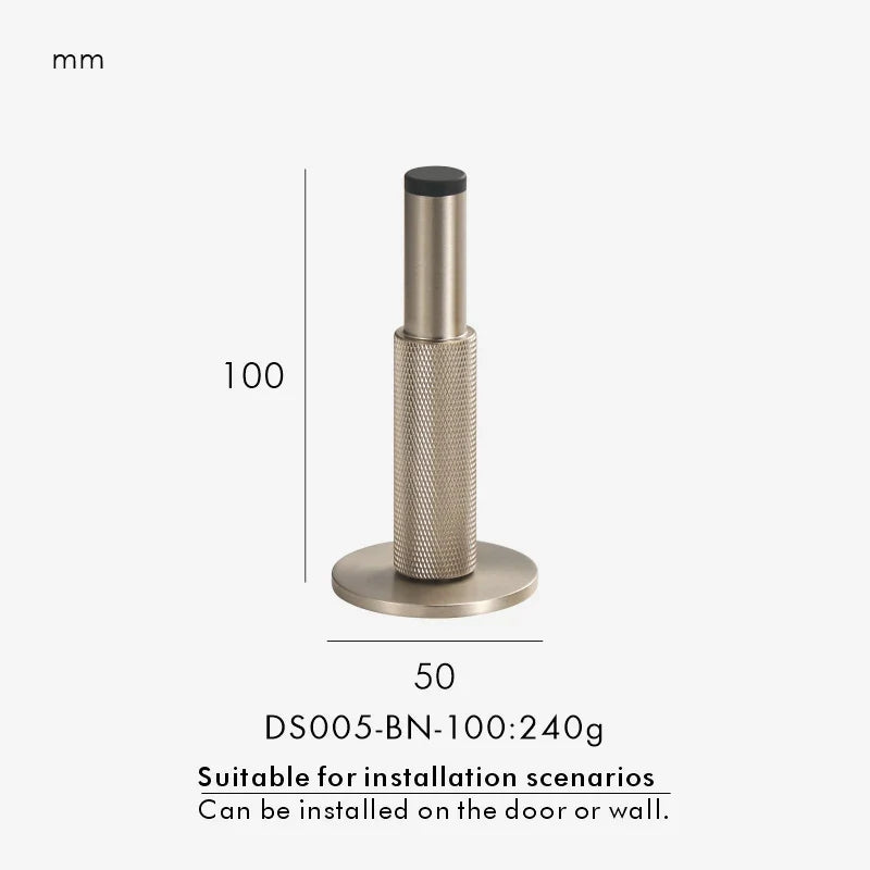Nickel Knurled Floor Door Stopper finish detail