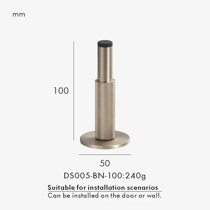 Nickel Knurled Floor Door Stopper finish detail