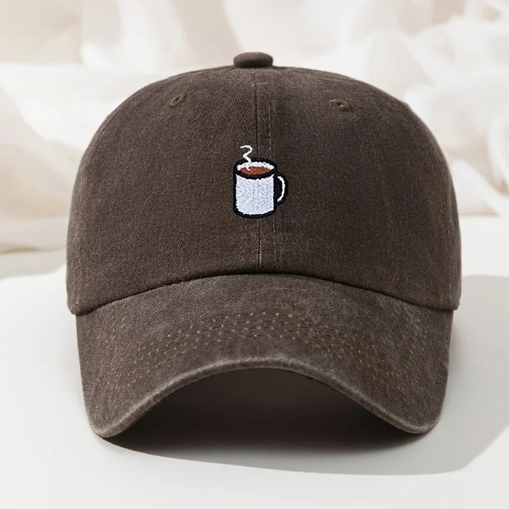 Coffee Retro Washed Cotton Baseball Cap front view