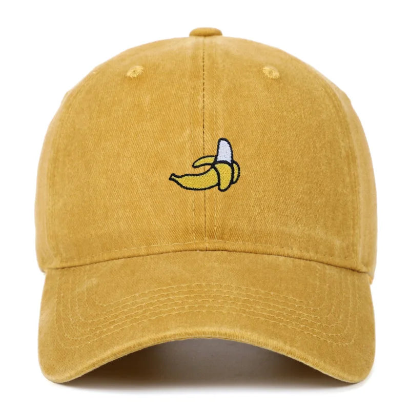Yellow Washed Cotton Banana Dad Cap front view