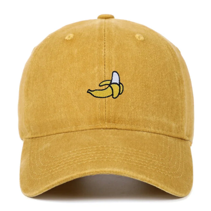 Yellow Washed Cotton Banana Dad Cap front view