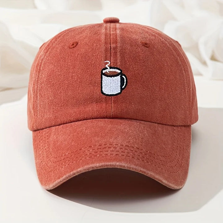 Orange Retro Washed Cotton Baseball Cap front view