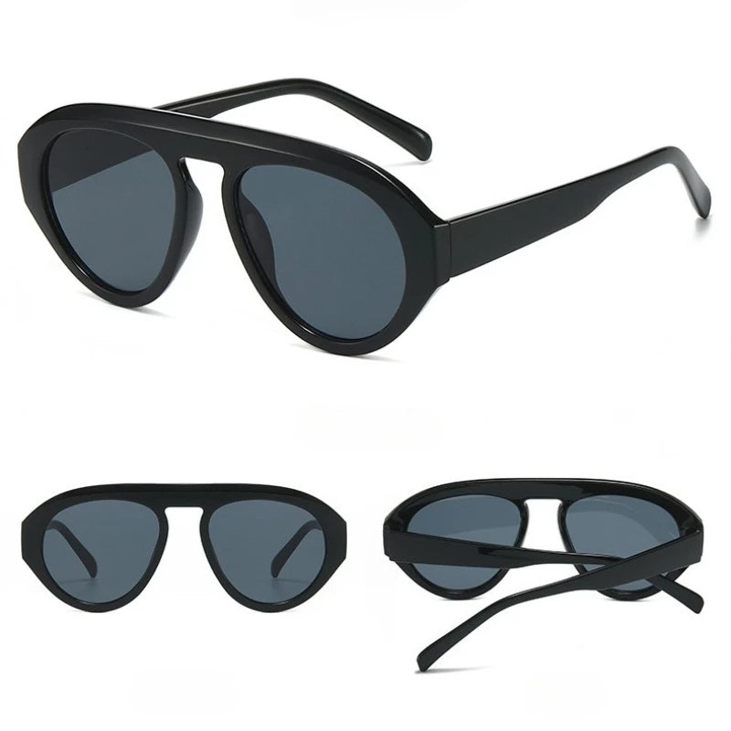 Black Gray Y2K Pilot Sunglasses side view