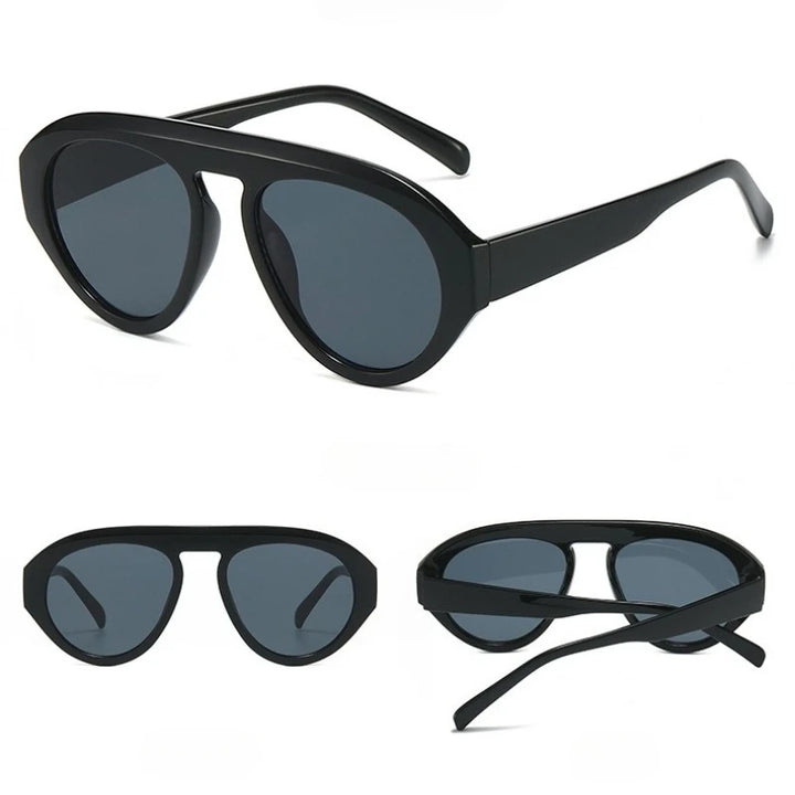 Black Gray Y2K Pilot Sunglasses side view
