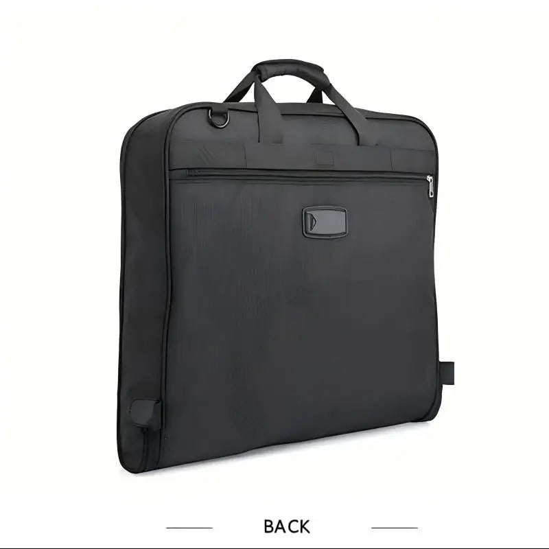Black Foldable Water-Repellent Garment Bag with shoulder strap front view