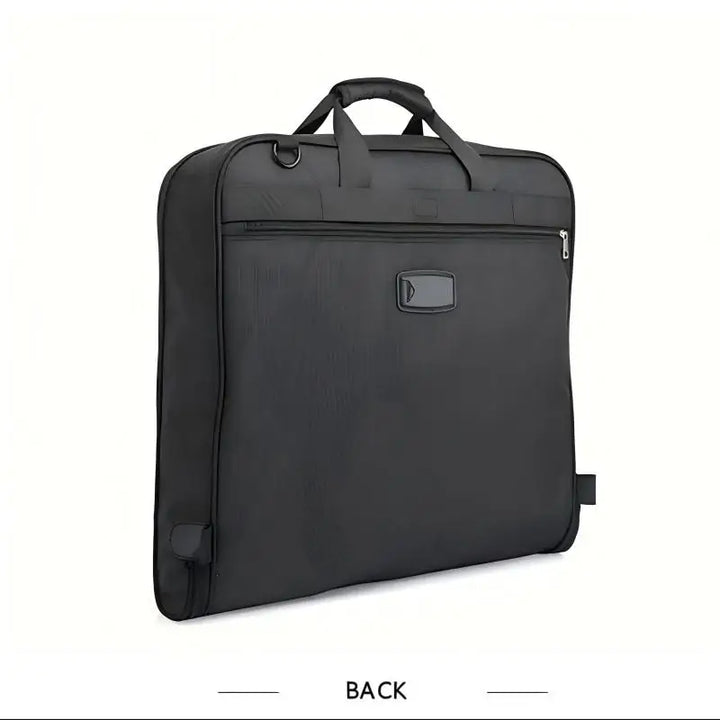 Black Foldable Water-Repellent Garment Bag with shoulder strap front view
