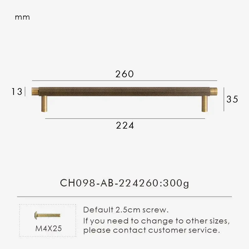Textured Brass T-Bar Pull