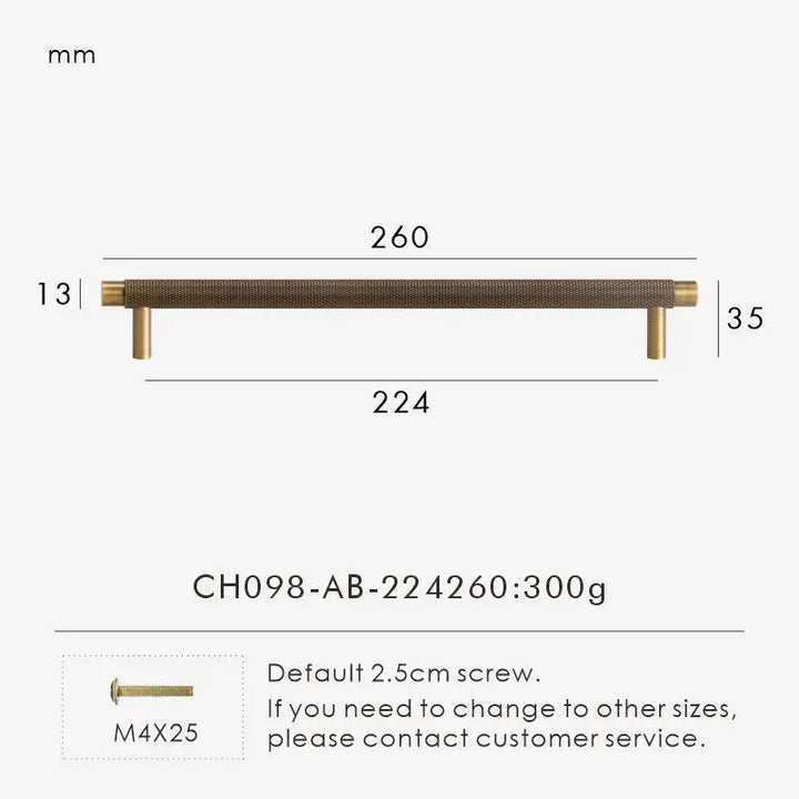 Textured Brass T-Bar Pull