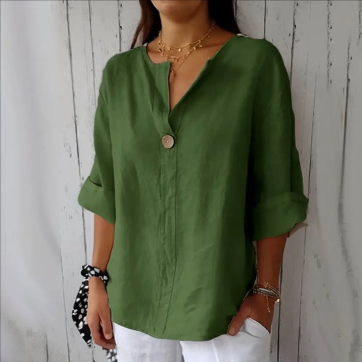 Red Cotton Linen Blouse back view