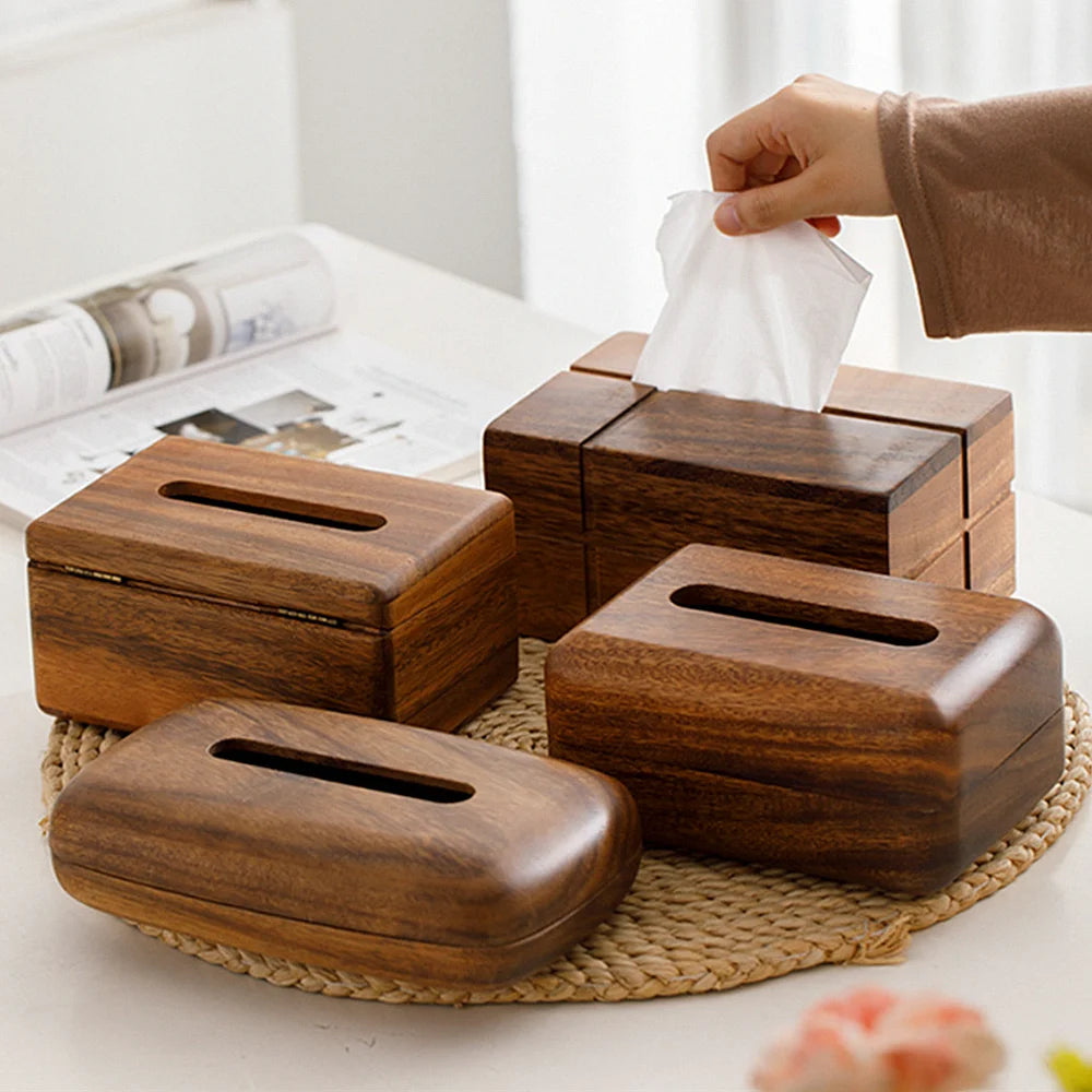 Black Walnut Wood Tissue Box size dimensions