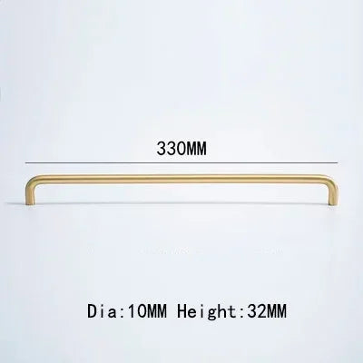 Extra Long Sculpted Warm Brass Door Handle – Detail View