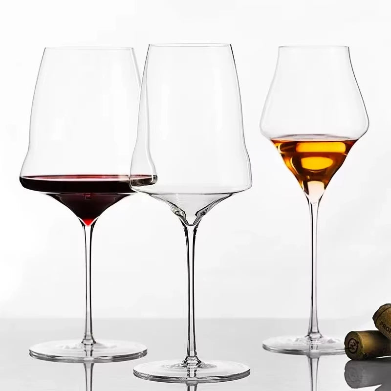 Handmade Thin Crystal Wine Glass side view