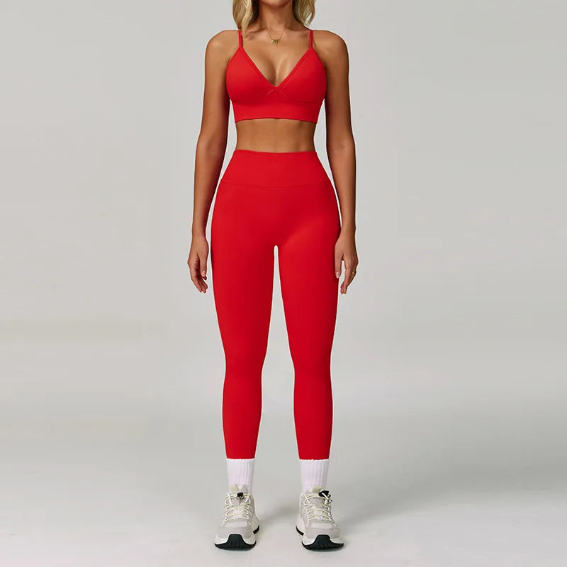 Big Red Nylon-Spandex Yoga Set front view