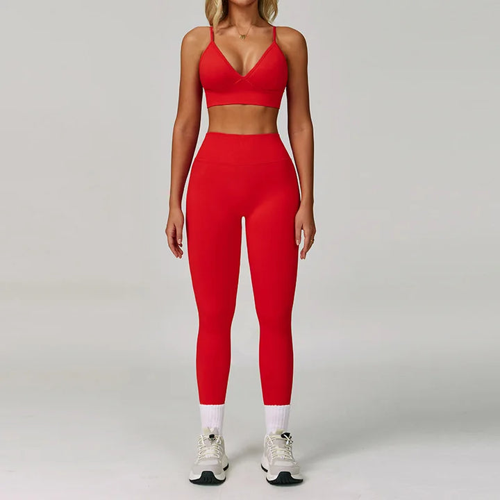 Big Red Nylon-Spandex Yoga Set front view