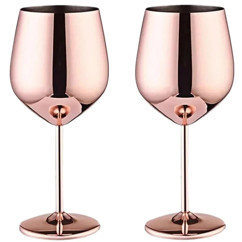 Rose Gold Stainless Steel Wine Goblet front view