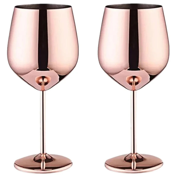Rose Gold Stainless Steel Wine Goblet front view