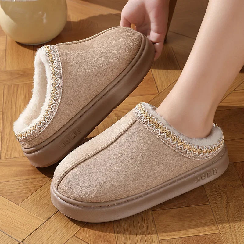 Plush Platform Home Slippers back heel view