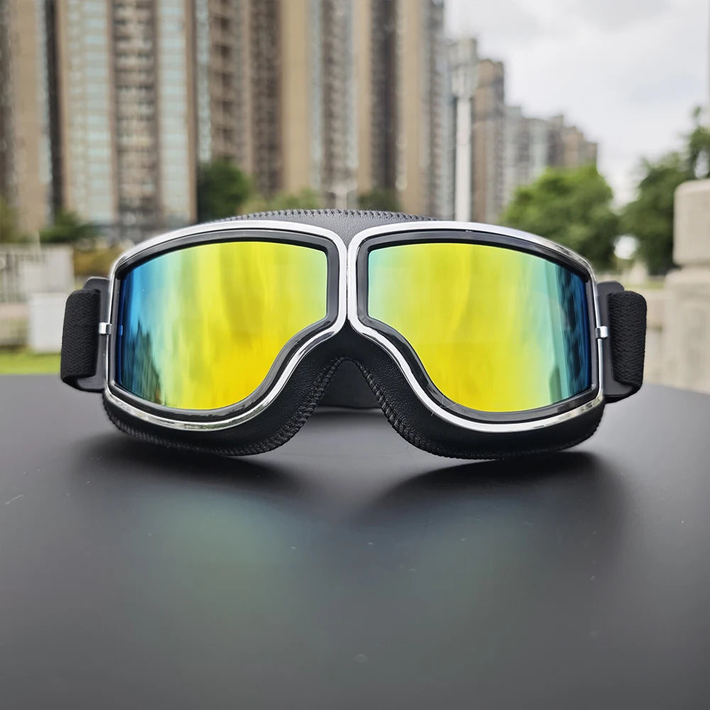Vintage Motorcycle Riding Goggles lens detail