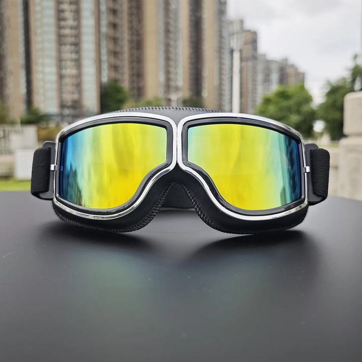 Vintage Motorcycle Riding Goggles lens detail