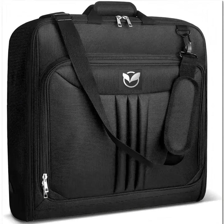 Black Foldable Water-Repellent Garment Bag front angled view