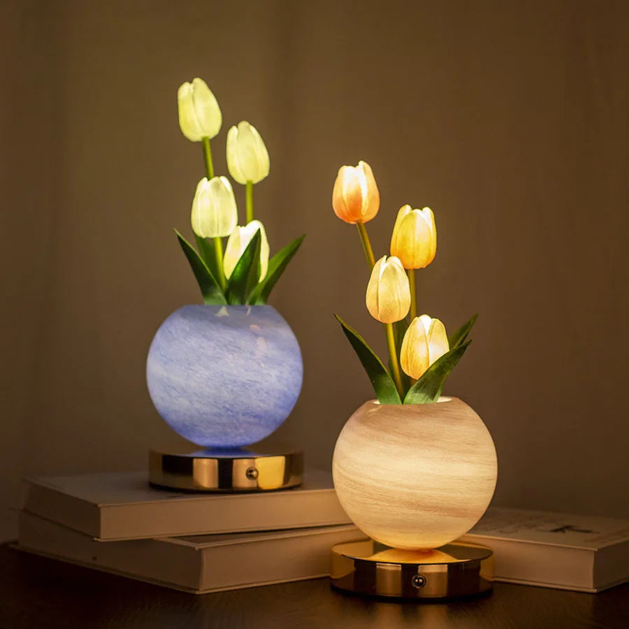 Marble Vase Night Light warm glow lifestyle