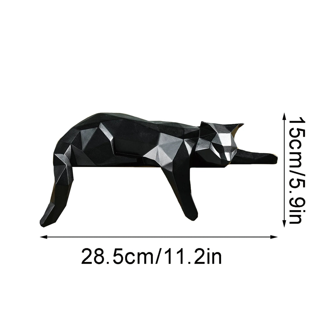 Geometric Cat Figurine Sculpture on shelf lifestyle