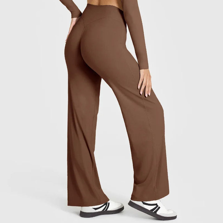 High-waisted flare leggings with brushed stretch fabric and skin-friendly finish for women