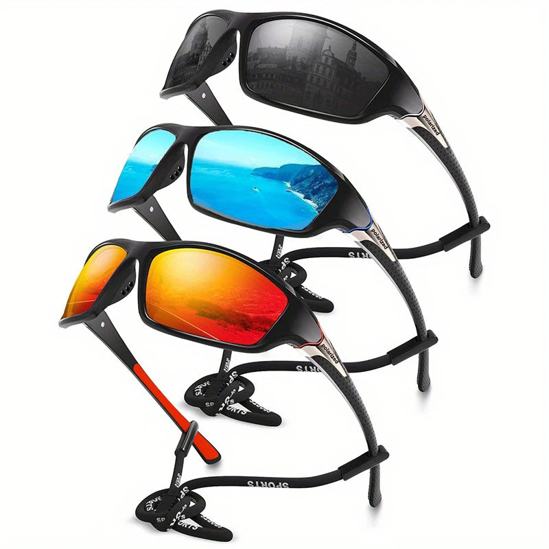 Polarized Sport Wrap Sunglasses 3-piece mirrored lens set