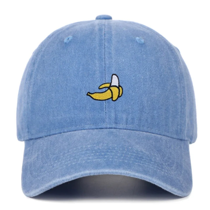 Sky Blue Washed Cotton Banana Dad Cap front view
