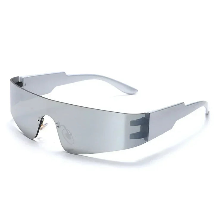 Silver Chrome Wraparound Fashion Shades front view
