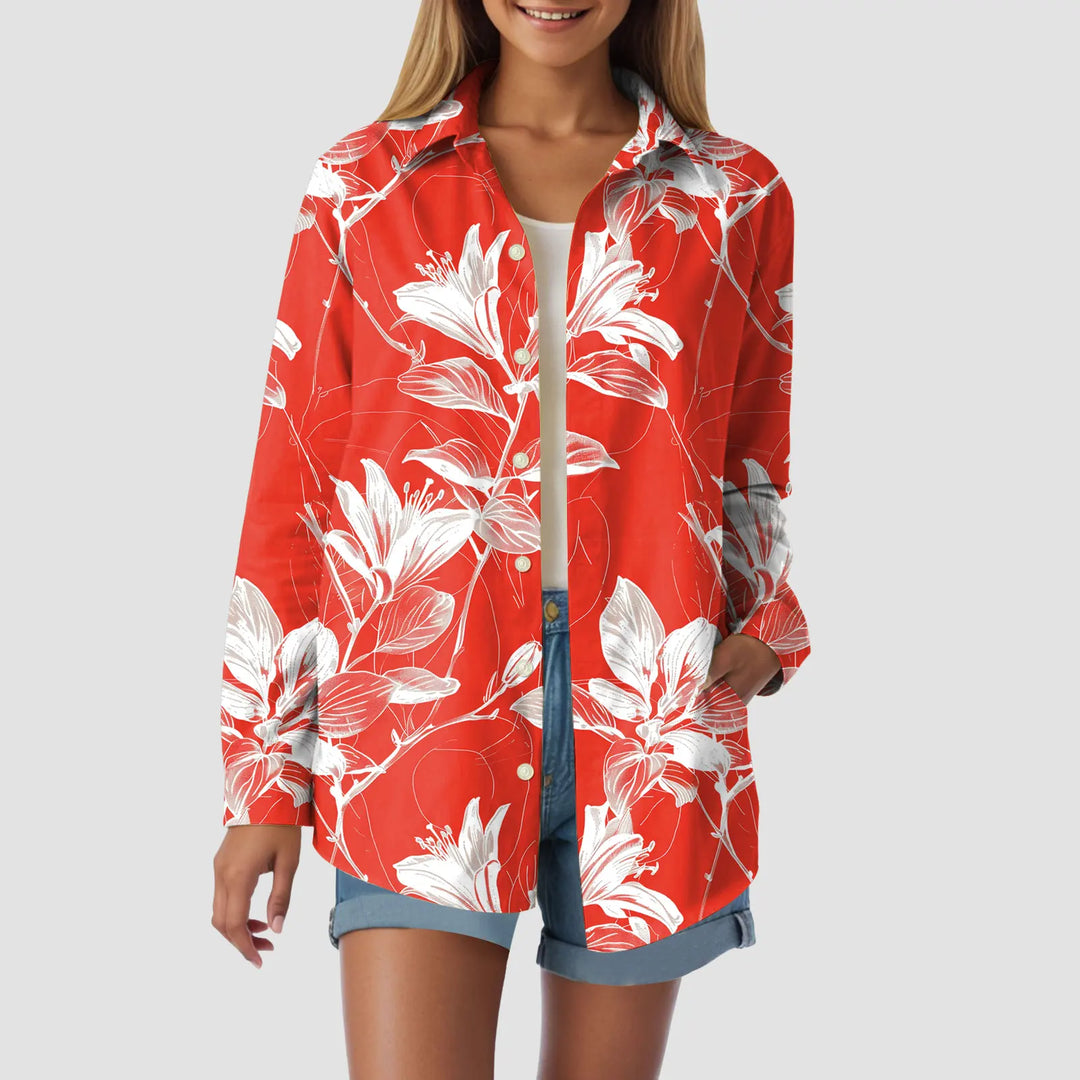 Cotton Tropical Print Shirt full length view