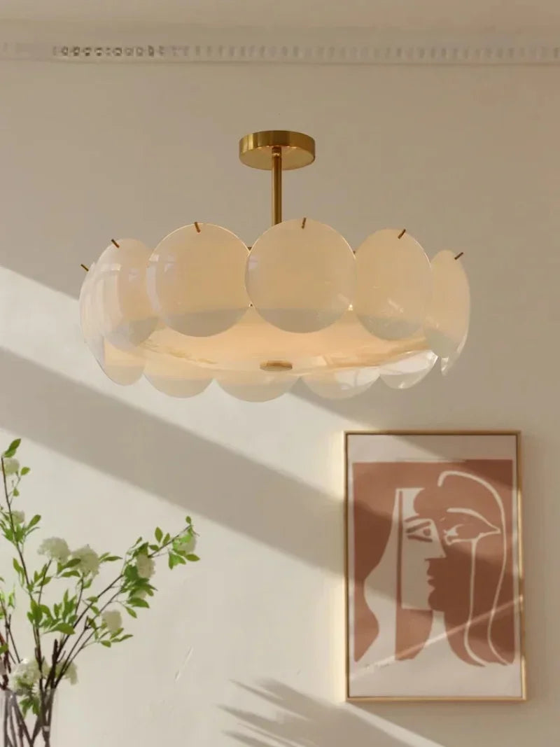 Small Layered Glass Disc Pendant Light – Detail View