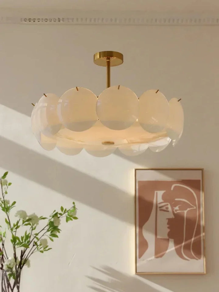 Small Layered Glass Disc Pendant Light – Detail View