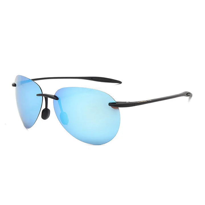 Rimless Aviator Polarized Sunglasses three-quarter angle