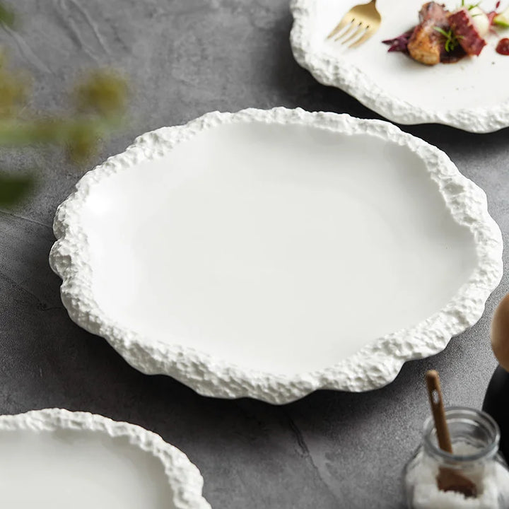 Rustic Textured Ceramic Plate place setting detail