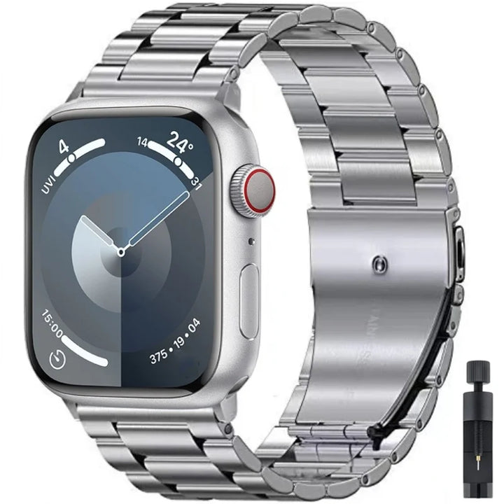Black Stainless Steel Metal Watch Strap front view