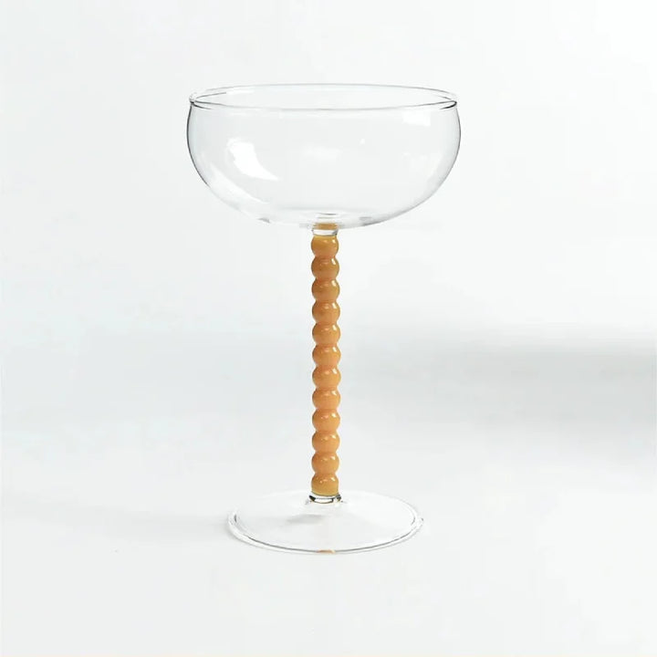Orange Gilded Era Beaded Coupe Glass front view