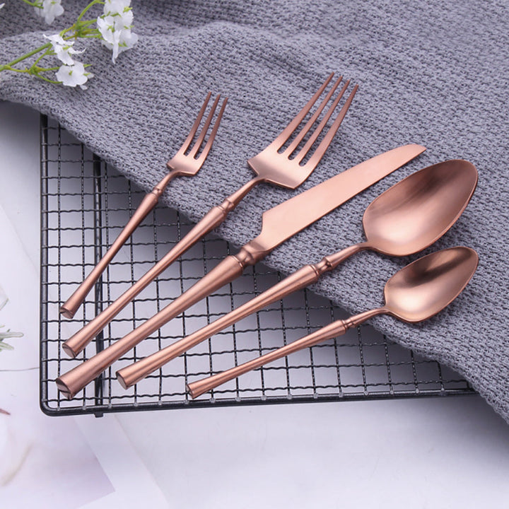 Elegant Matte Rose Gold Stainless Steel Flatware Set – Modern Luxury Cutlery